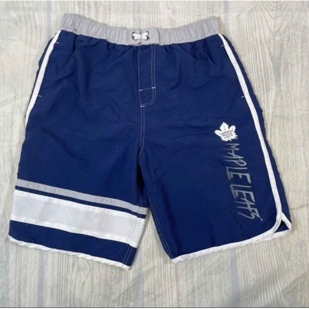 Outerstuff NHL Big Boys‎ Youth XL 18 Swim Shorts Toronto Maple Leafs Bieber Blue